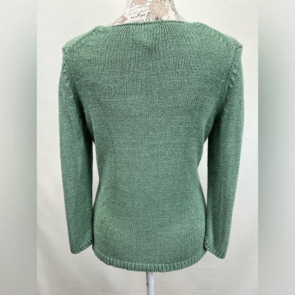 RENA ROWAN Moss green open weave V neck sweater size S. - Picture 4 of 12